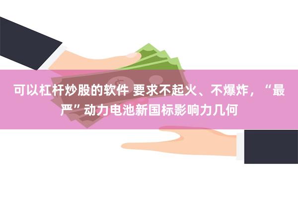 可以杠杆炒股的软件 要求不起火、不爆炸，“最严”动力电池新国标影响力几何