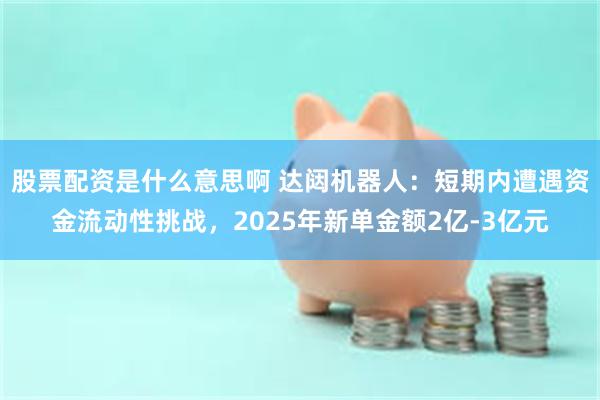 股票配资是什么意思啊 达闼机器人：短期内遭遇资金流动性挑战，2025年新单金额2亿-3亿元